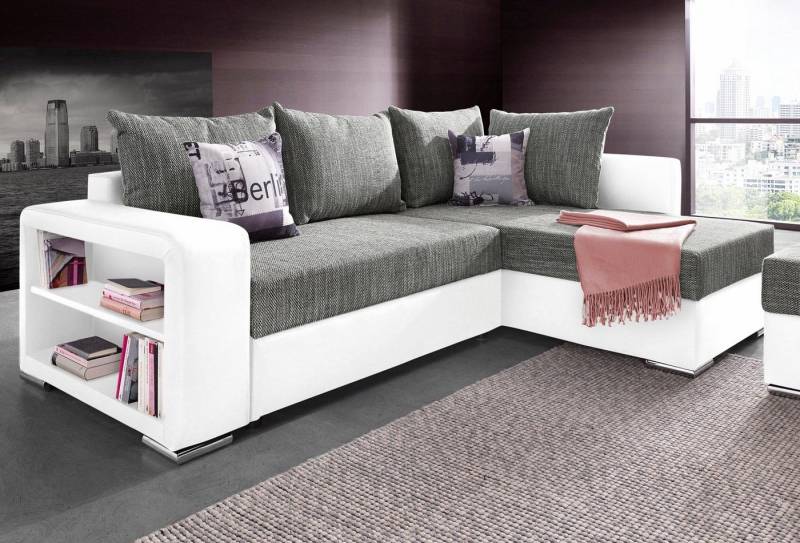COLLECTION AB Ecksofa John L-Form, mit Bettfunktion, Bettkasten und integriertem Regal von COLLECTION AB