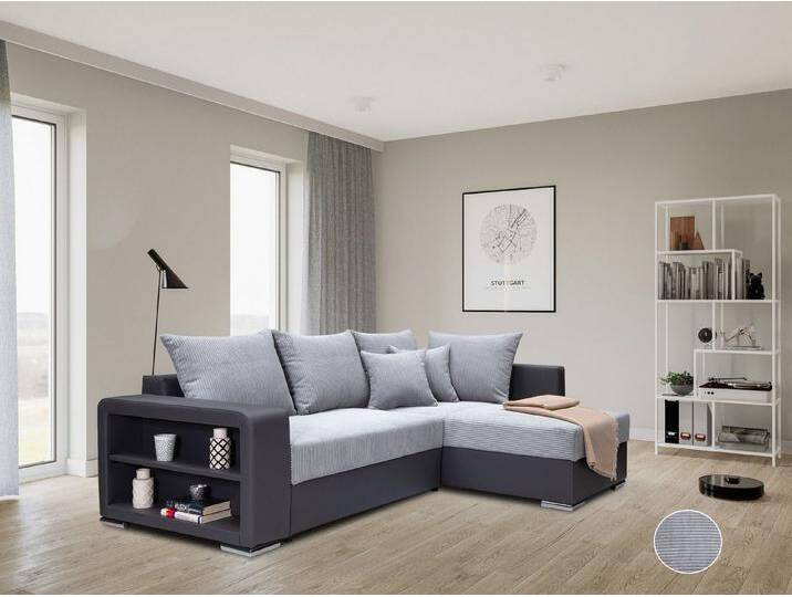 COLLECTION AB Ecksofa John L-Form, Regalarmlehne,Bettfunktion,Bettkasten,Ottomane beiseitig montierbar, grau, mit Federkern COLLECTION AB Ecksofa John L-Form, Regalarmlehne,Bettfunktion,Bettkasten,Ottomane beiseitig montierbar, grau, mit Federkern von COLLECTION-AB