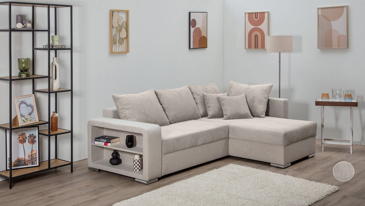 COLLECTION AB Ecksofa John L-Form, Regalarmlehne,Bettfunktion,Bettkasten,Ottomane beiseitig montierbar COLLECTION AB Ecksofa John L-Form, Regalarmlehne,Bettfunktion,Bettkasten,Ottomane beiseitig montierbar von COLLECTION AB