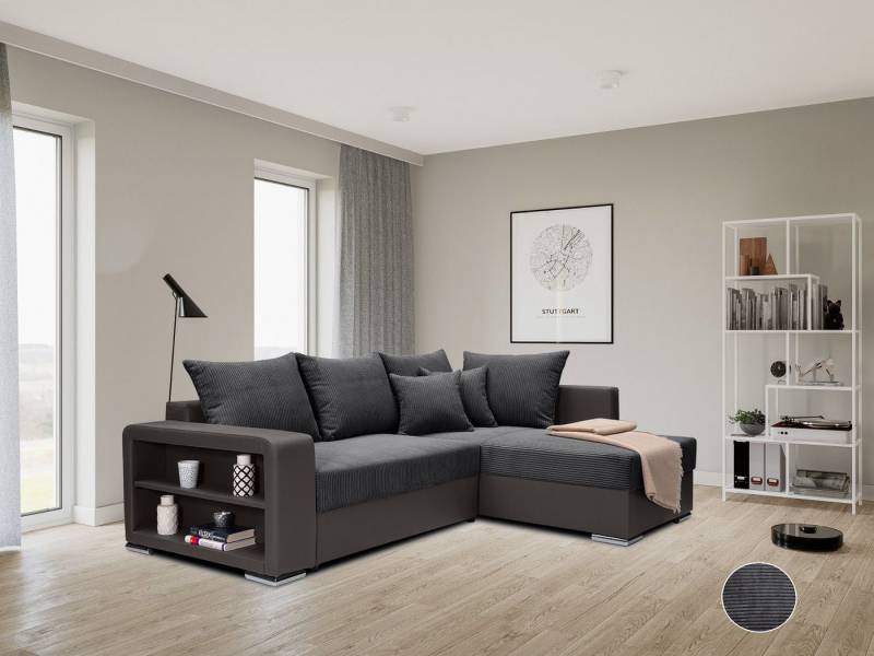 COLLECTION AB Ecksofa John L-Form, Regalarmlehne,Bettfunktion,Bettkasten,Ottomane beiseitig montierbar von COLLECTION AB