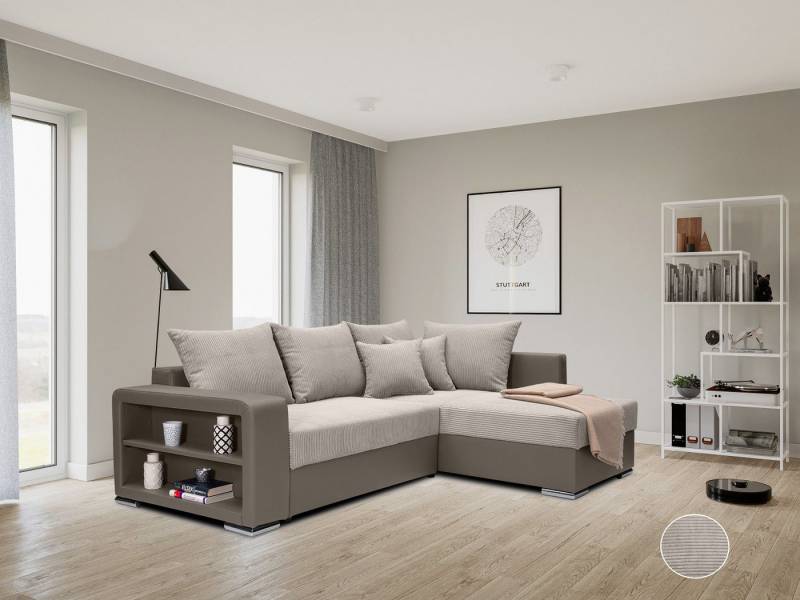 COLLECTION AB Ecksofa John L-Form, Regalarmlehne,Bettfunktion,Bettkasten,Ottomane beiseitig montierbar von COLLECTION AB