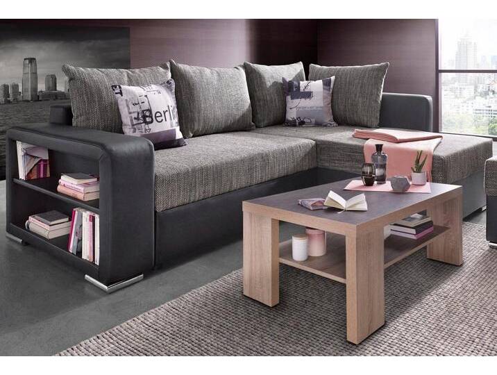 COLLECTION AB Ecksofa John L-Form, mit Bettfunktion, Bettkasten und integriertem Regal, grau schwarz, mit Bettfunktion-mit Federkern von COLLECTION-AB