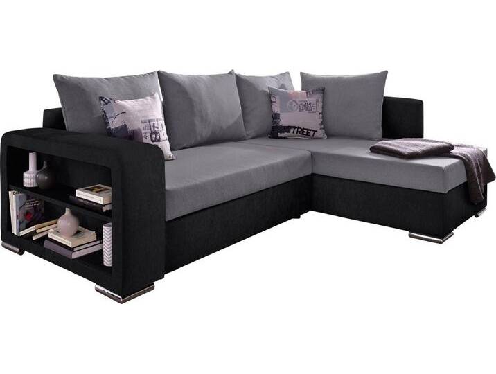 COLLECTION AB Ecksofa John L-Form, mit Bettfunktion, Bettkasten und integriertem Regal, grau schwarz, mit Bettfunktion-ohne Federkern COLLECTION AB Ecksofa John L-Form, mit Bettfunktion, Bettkasten und integriertem Regal, grau schwarz, mit Bettfunktion-ohne Federkern von COLLECTION-AB