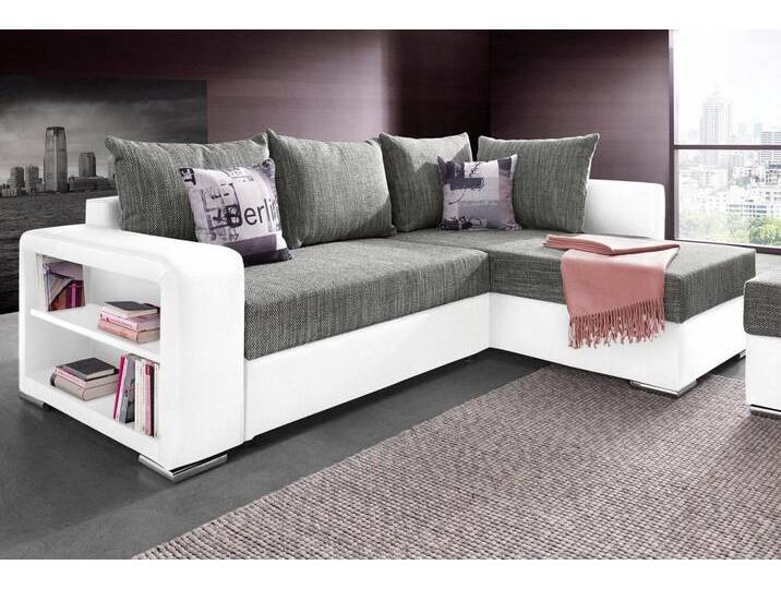 COLLECTION AB Ecksofa John L-Form, mit Bettfunktion, Bettkasten und integriertem Regal, grau weiß, mit Bettfunktion-mit Federkern von COLLECTION-AB
