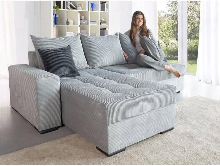 COLLECTION AB Ecksofa Josy L-Form, Breite 214 cm, mit 3 großen Rückenkissen, mit Bettfunktion und Bettkasten, Federkern von COLLECTION-AB