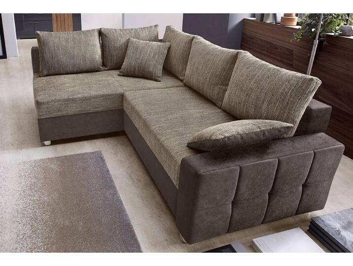 COLLECTION AB Ecksofa Parma L-Form, mit Bettfunktion und Federkern, braun von COLLECTION-AB