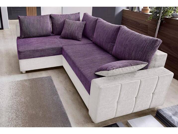 COLLECTION AB Ecksofa Parma L-Form, mit Bettfunktion und Federkern, grau lila von COLLECTION-AB