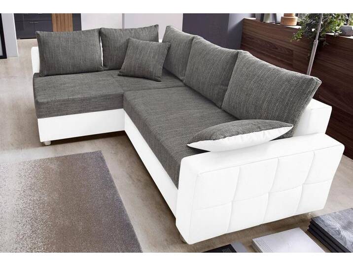 COLLECTION AB Ecksofa Parma L-Form, mit Bettfunktion und Federkern, grau weiß von COLLECTION-AB