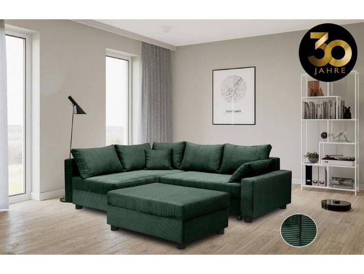 COLLECTION AB Ecksofa Parma L-Form, mit Schlaffunktion und Bettkasten, inklusive Kissen, Bonellfederkern, grün, grün COLLECTION AB Ecksofa Parma L-Form, mit Schlaffunktion und Bettkasten, inklusive Kissen, Bonellfederkern, grün, grün von COLLECTION-AB