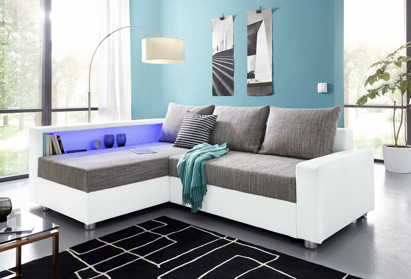 COLLECTION AB Ecksofa Relax L-Form, inklusive Bettfunktion, Federkern, wahlweise mit RGB-LED-Beleuchtung von COLLECTION AB