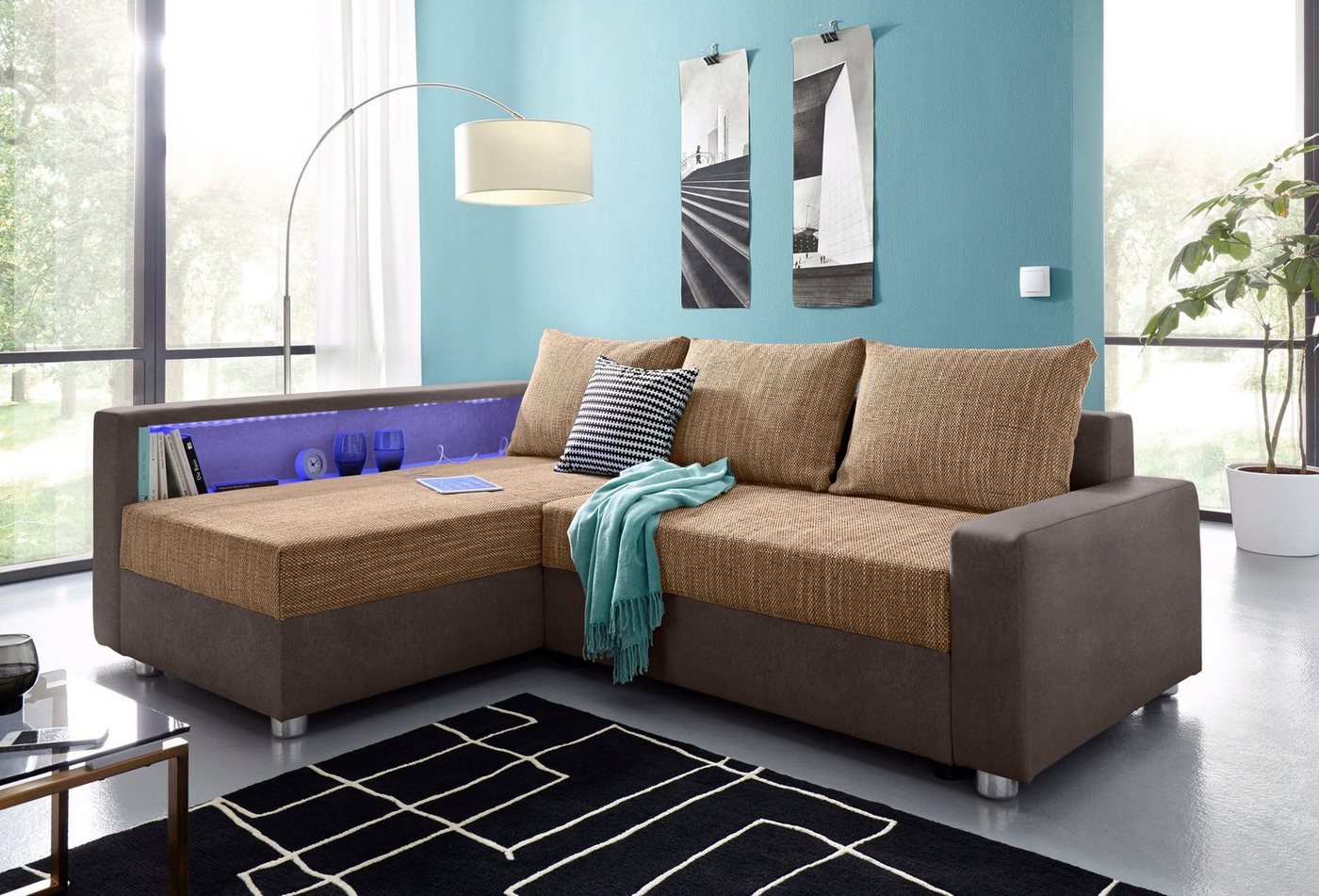 COLLECTION AB Ecksofa Relax, inklusive Bettfunktion, Federkern, wahlweise mit RGB-LED-Beleuchtung von COLLECTION AB