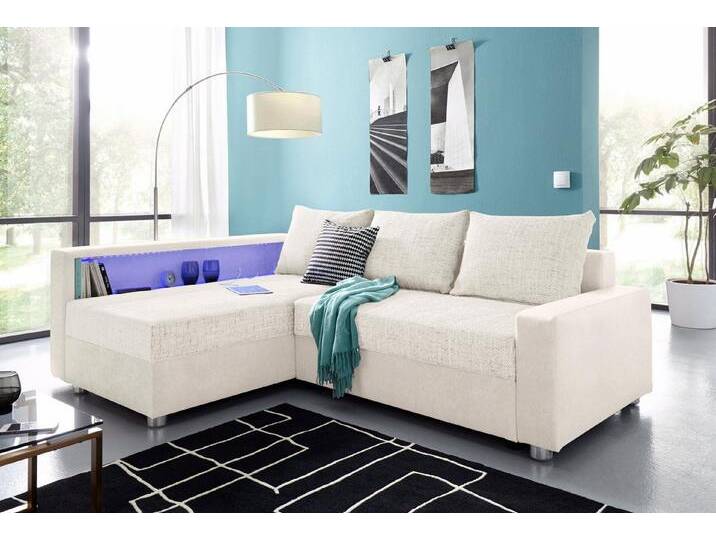 COLLECTION AB Ecksofa Relax L-Form, inklusive Bettfunktion, Federkern, grau, RGB-LED-Beleuchtung und USB-Anschluß-mit Bettfunktion von COLLECTION-AB