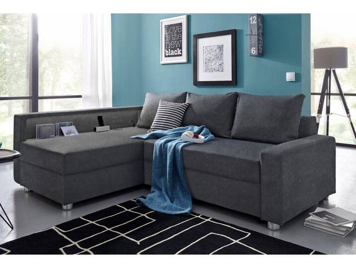 COLLECTION AB Ecksofa Relax L-Form, inklusive Bettfunktion, Federkern, grau, mit Bettfunktion, anthrazit von COLLECTION-AB