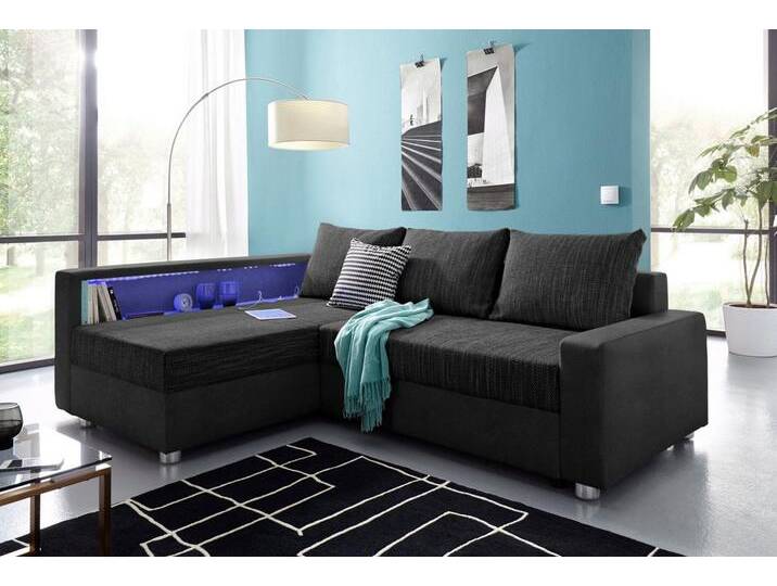 COLLECTION AB Ecksofa Relax L-Form, inklusive Bettfunktion, Federkern, schwarz, RGB-LED-Beleuchtung und USB-Anschluß-mit Bettfunktion von COLLECTION-AB