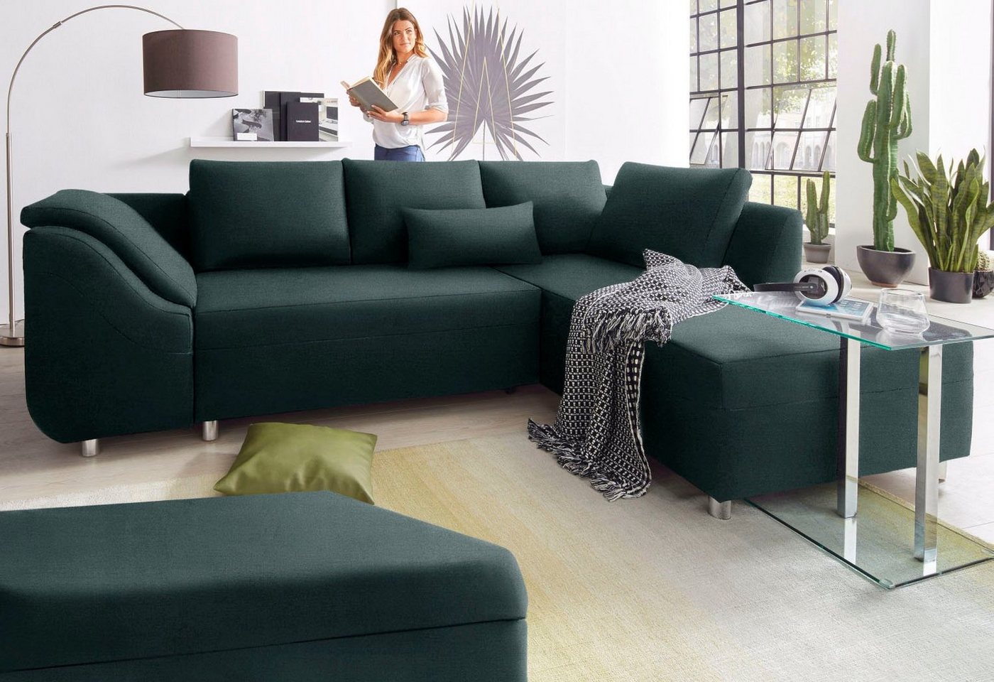 COLLECTION AB Ecksofa Sally L-Form, mit und ohne Bettfunktion, inklusive loser Rücken- und Zierkissen von COLLECTION AB