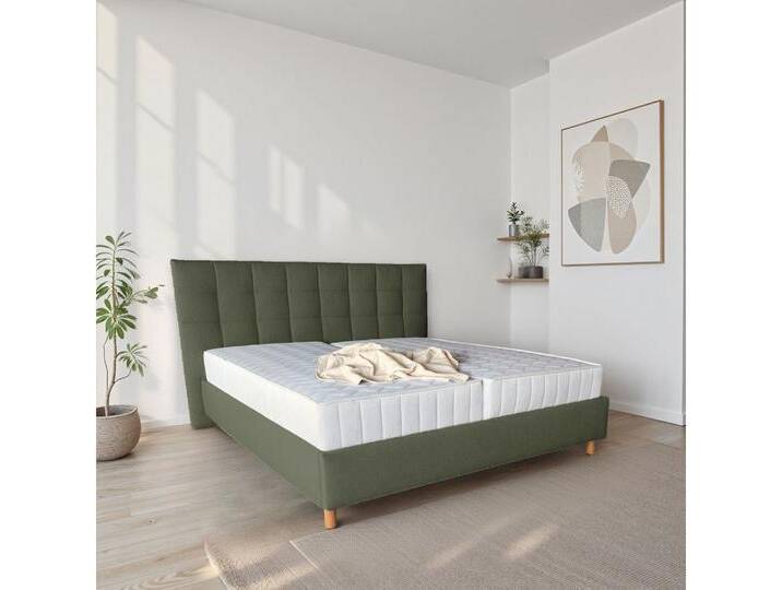 COLLECTION AB Polsterbett CLASSIC Scandi erhältlich in der Breite 180x200cm, 3 Varianten: Rahmen, Rahmen + Rost oder Komplett-Set mit King-Matratze, grün von COLLECTION-AB
