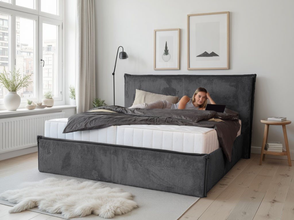 COLLECTION AB Polsterbett Marla erhältlich in der Breite 180x200cm, mit Cordstoff bezogen, wahlweise mit Lattenrost und King-Matratze (28cm) von COLLECTION AB