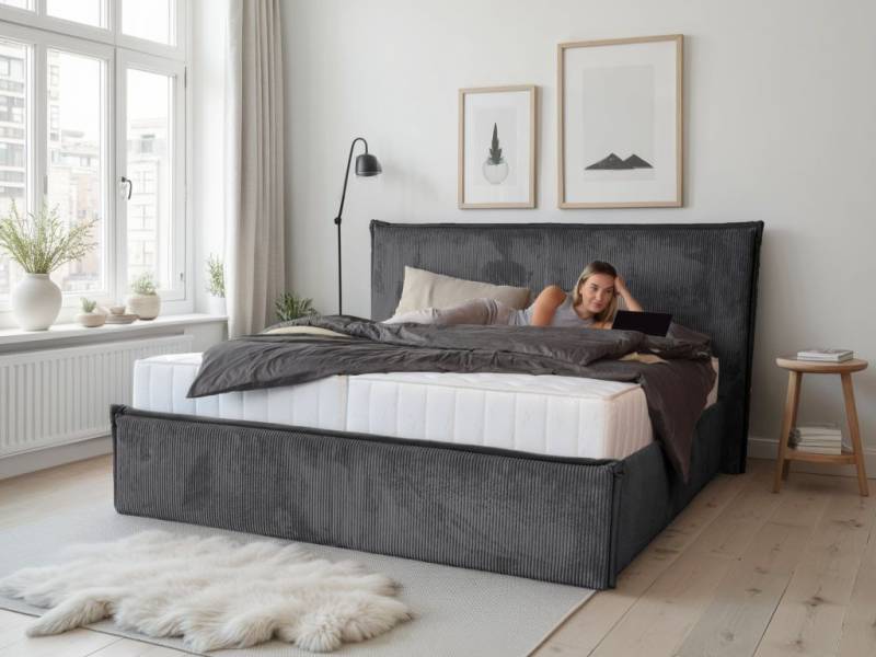 COLLECTION AB Polsterbett Marla erhältlich in der Breite 180x200cm, mit Cordstoff bezogen, wahlweise mit Lattenrost und King-Matratze (28cm) von COLLECTION AB