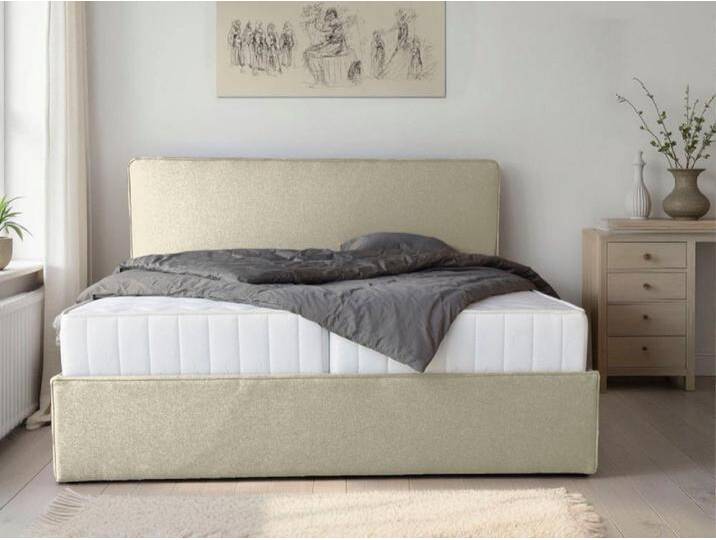 COLLECTION AB Polsterbett Romo erhältlich in der Breite 180x200cm, 3 Varianten: Rahmen, Lattenrost oder Komplett-Set mit King-Matratze, beige von COLLECTION-AB