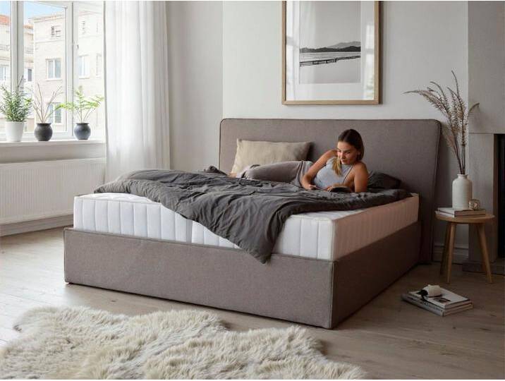 COLLECTION AB Polsterbett Romo erhältlich in der Breite 180x200cm, 3 Varianten: Rahmen, Lattenrost oder Komplett-Set mit King-Matratze, braun von COLLECTION-AB