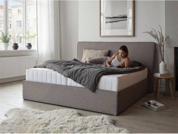 COLLECTION AB Polsterbett Romo erhältlich in der Breite 180x200cm, 3 Varianten: Rahmen, Lattenrost oder Komplett-Set mit King-Matratze, braun von COLLECTION-AB
