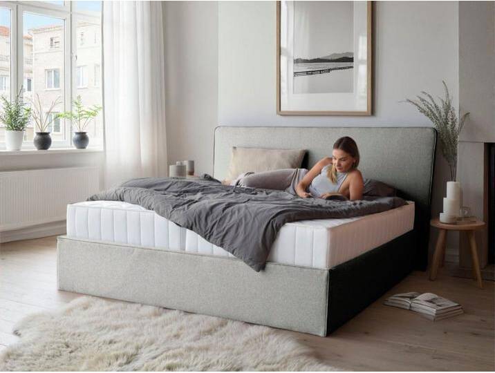 COLLECTION AB Polsterbett Romo erhältlich in der Breite 180x200cm, 3 Varianten: Rahmen, Lattenrost oder Komplett-Set mit King-Matratze, grau von COLLECTION-AB