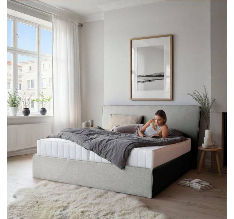 COLLECTION AB Polsterbett Romo erhältlich in der Breite 180x200cm, 3 Varianten: Rahmen, Lattenrost oder Komplett-Set mit King-Matratze von COLLECTION AB
