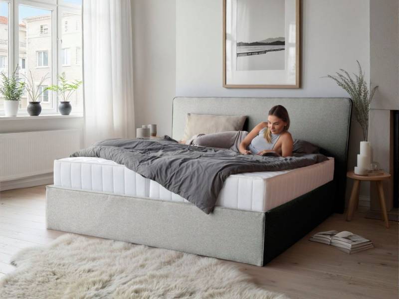 COLLECTION AB Polsterbett Romo erhältlich in der Breite 180x200cm, 3 Varianten: Rahmen, Lattenrost oder Komplett-Set mit King-Matratze von COLLECTION AB
