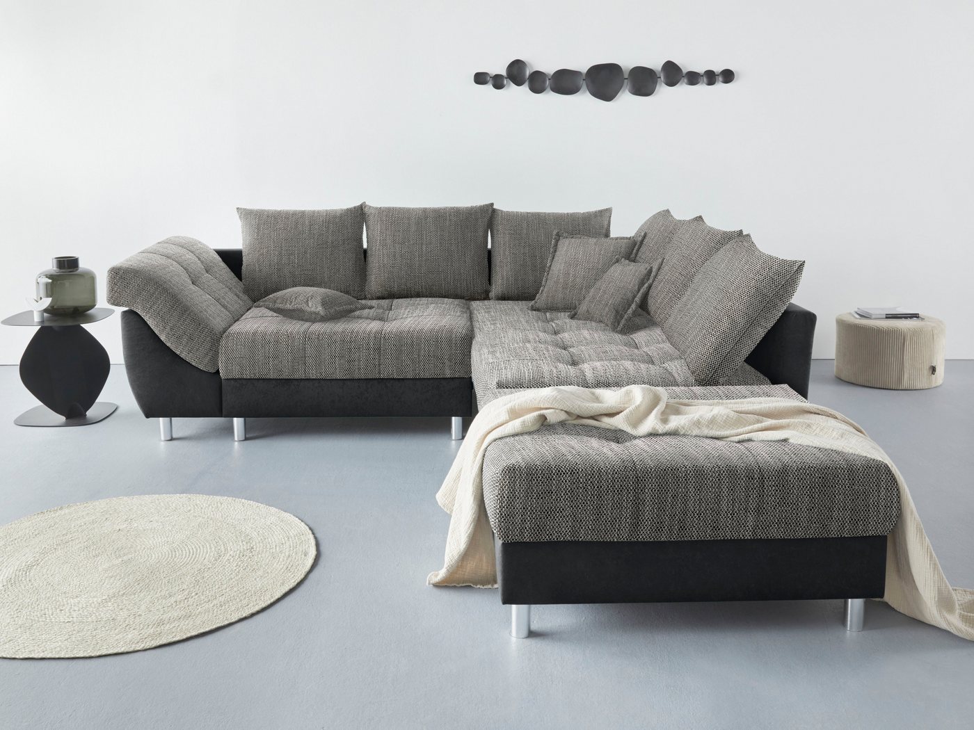 COLLECTION AB Ecksofa (Spar-Set) Innsbruck L-Form und Hocker, Spar-Set, Ecksofa und Hocker, Recamiere links oder rechts montierbar von COLLECTION AB