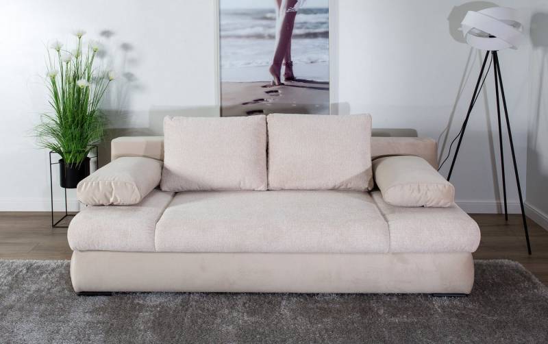 COLLECTION AB Schlafsofa Chicago, B: 200 cm, Liegefl. 146x200 cm, mit Bettfunktion, Bettkasten & 2 Armlehnenkissen, Federkern von COLLECTION AB