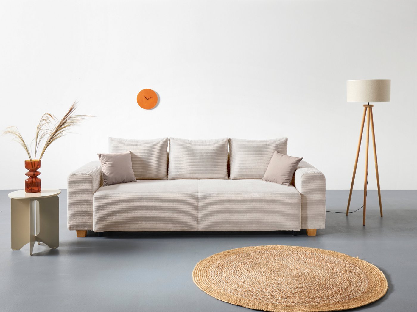 COLLECTION AB Schlafsofa Yves, mit Bettkasten und Bettfunktion, 2 Zierkissen inklusive, in Cord von COLLECTION AB