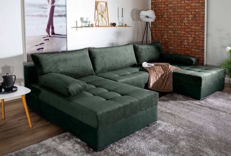 COLLECTION AB Wohnlandschaft Josy, inkl. Bettfunktion, Bettkasten, mit 3 extra großen Rückenkissen von COLLECTION AB