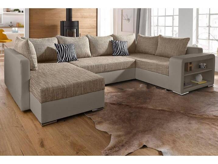 COLLECTION AB Wohnlandschaft John U-Form, mit Bettfunktion, braun, mit Federkern von COLLECTION-AB