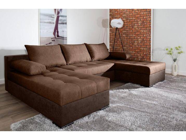 COLLECTION AB Wohnlandschaft Josy, U-Form, Schlafsofa mit Bettkasten, flexible Recamiere, Breite: 269cm, inklusive Rückenkissen, braun, dunkelbraun/ von COLLECTION-AB