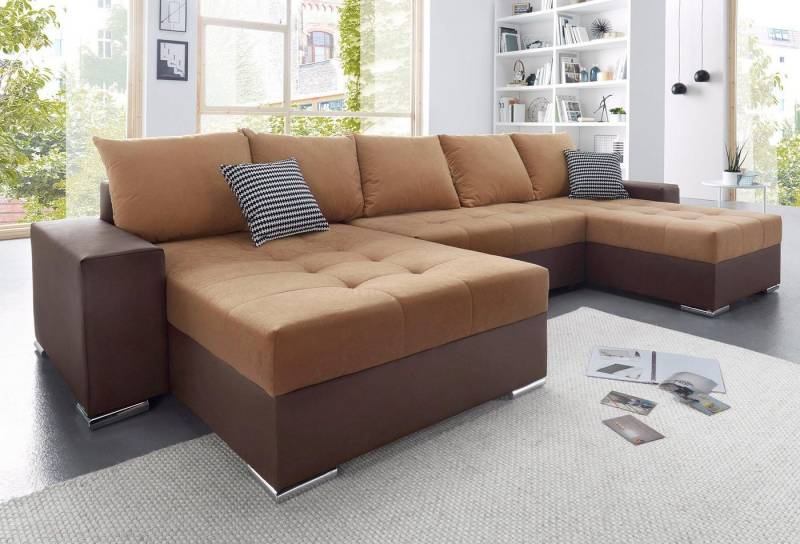 COLLECTION AB Wohnlandschaft XXL-Josy U-Form, Breite 333 cm, mit 2 Recamieren 77 & 97 cm, inkl. Bettfunktion, Bettkasten, mit 5 gleich großen Rückenkissen von COLLECTION AB