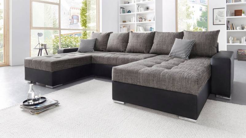 COLLECTION AB Wohnlandschaft XXL-Josy U-Form, Breite 333 cm, mit 2 Recamieren 77 & 97 cm, inkl. Bettfunktion, Bettkasten, mit 5 gleich großen Rückenkissen von COLLECTION AB