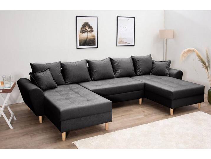 COLLECTION AB Wohnlandschaft Raisa U-Form, mit Federkern, Kissen und Steppung im Sitzbereich, grau, anthrazit von COLLECTION-AB