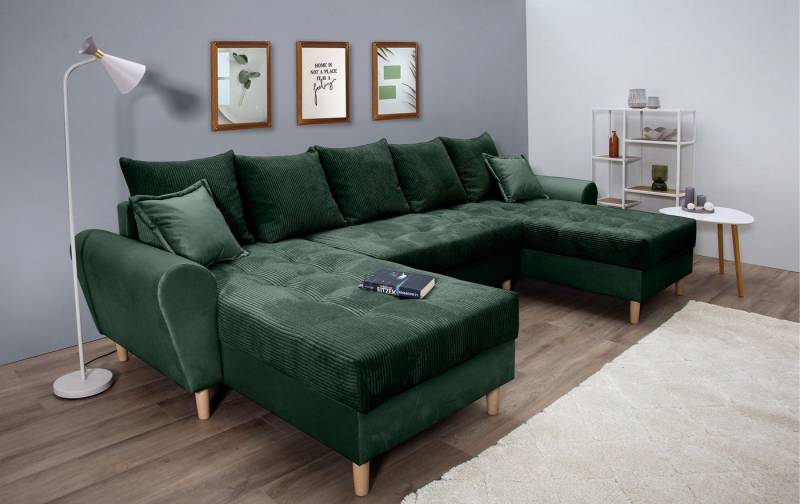 COLLECTION AB Wohnlandschaft Raisa U-Form, mit Federkern, Kissen und Steppung im Sitzbereich von COLLECTION AB