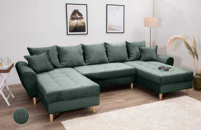 COLLECTION AB Wohnlandschaft Raisa U-Form, mit Federkern, Kissen und Steppung im Sitzbereich von COLLECTION AB