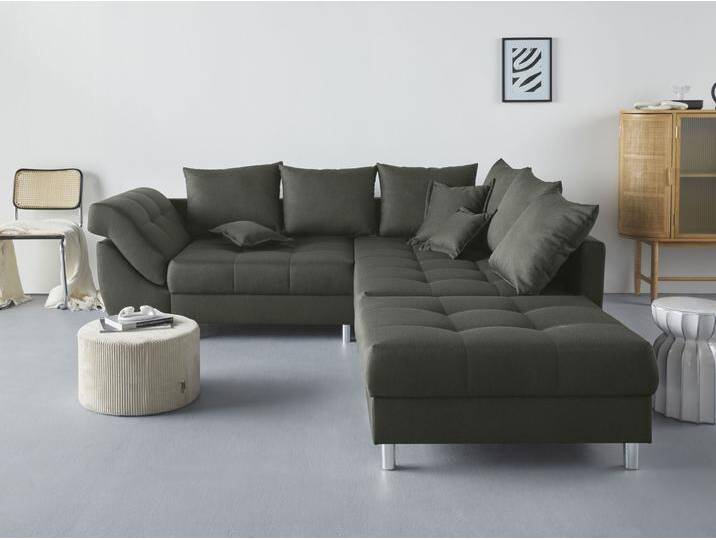 Ecksofa, 247x189 cm, Microfaser, Flaschengrün, Recamiere Beidseitig Montierbar, Klassisch, COLLECTION-AB von COLLECTION-AB