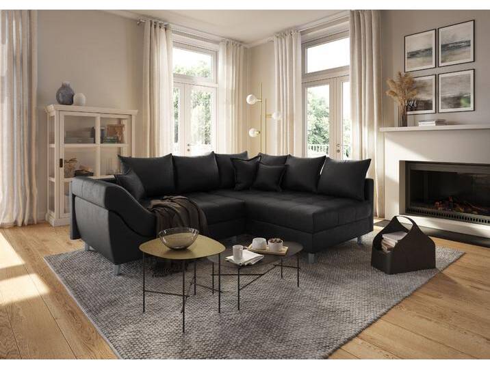 Ecksofa COLLECTION AB Innsbruck L-Form , braun (schwarzbraun), B:247cm H:87cm T:189cm, Microfaser PRIMABELLE (100% Polyester), Struktur (90% Polyester, 10% Polyacryl), Samtvelours (100% Polyester), Luxus-Microfaser Antiklederoptik (100% Polyester), Sofas, inklusive Federkern, Recamiere links oder rechts montierbar von COLLECTION-AB