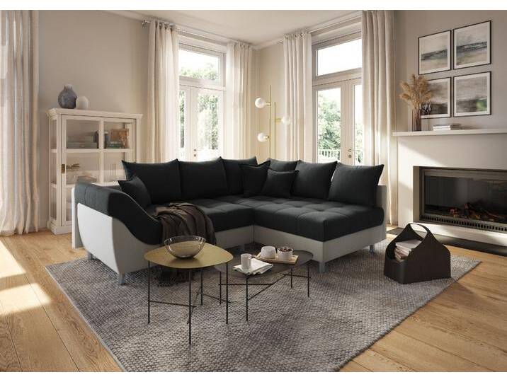 Ecksofa, 247x189 cm, Microfaser PRIMABELLE, Grau, Recamiere Beidseitig Montierbar, Klassisch, COLLECTION-AB von COLLECTION-AB
