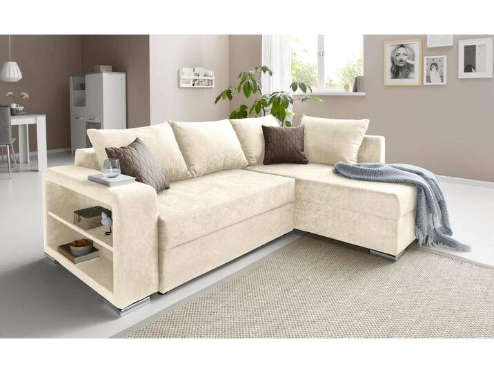 Ecksofa COLLECTION AB John L-Form , beige (natur), B:226cm H:85cm T:160cm, Microfaser PRIMABELLE (100% Polyester), Zierkissen: 100% Polyester, Luxus-Microfaser 1 (100% Polyester), Luxus-Microfaser 2 (100% Polyester), Sofas, inklusive Bettfunktion und Bettkasten von COLLECTION-AB