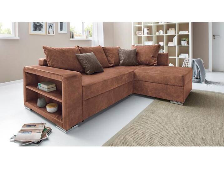 Ecksofa, Microfaser PRIMABELLE, Cognac, 226×160 cm, Schlaffunktion & Bettkasten, Modern, COLLECTION-AB von COLLECTION-AB