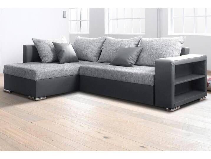 Ecksofa COLLECTION AB John L-Form , grau (anthrazit, hellgrau), B:226cm H:80cm T:160cm, Sofas, Regalarmlehne,Bettfunktion,Bettkasten,Ottomane beiseitig montierbar von COLLECTION-AB