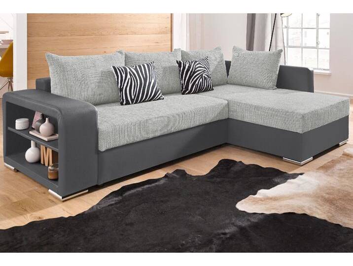 Ecksofa COLLECTION AB John L-Form , grau (anthrazit, hellgrau), B:226cm H:80cm T:92cm, Zierkissen: 100% Polyester;Microfaser PRIMABELLE (100% Polyester) / Struktur ( 20% Polyacryl, 80% Polyester );Kunstleder SOFTLUX / Struktur ( 20% Polyacryl, 80% Polyester ), Sofas, mit Bettfunktion, wahlweise mit Federkern von COLLECTION-AB