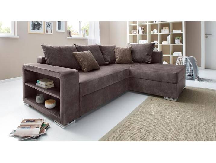 Ecksofa COLLECTION AB John L-Form , grau (dunkelgrau), B:226cm H:85cm T:160cm, Microfaser PRIMABELLE (100% Polyester), Zierkissen: 100% Polyester, Luxus-Microfaser 1 (100% Polyester), Luxus-Microfaser 2 (100% Polyester), Sofas, inklusive Bettfunktion und Bettkasten von COLLECTION-AB