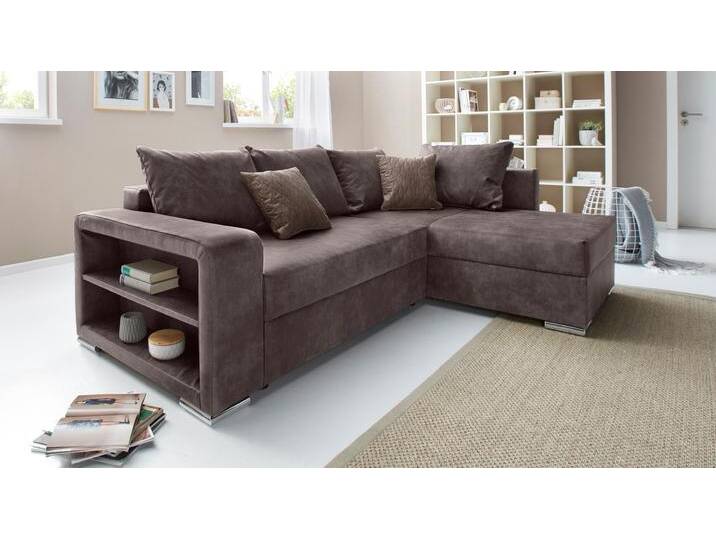 Ecksofa COLLECTION AB John L-Form , grau (dunkelgrau), B:226cm H:85cm T:160cm, Microfaser PRIMABELLE (100% Polyester);Zierkissen: 100% Polyester;Luxus-Microfaser 1 (100% Polyester);Luxus-Microfaser 2 (100% Polyester), Sofas, inklusive Bettfunktion und Bettkasten von COLLECTION-AB