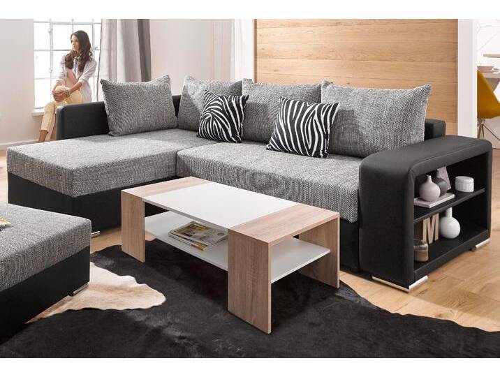 Ecksofa COLLECTION AB John L-Form , schwarz (schwarz, grau), B:226cm H:80cm T:92cm, Zierkissen: 100% Polyester;Microfaser PRIMABELLE (100% Polyester) / Struktur ( 20% Polyacryl, 80% Polyester );Kunstleder SOFTLUX / Struktur ( 20% Polyacryl, 80% Polyester ), Sofas, mit Bettfunktion, wahlweise mit Federkern von COLLECTION-AB