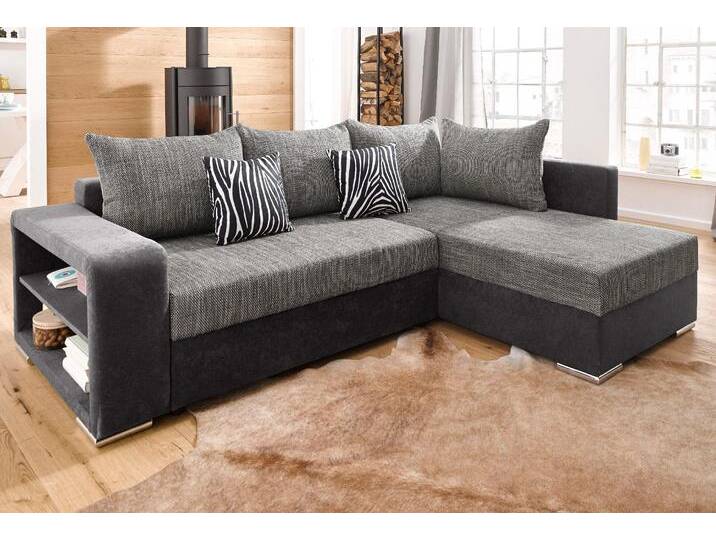 Ecksofa COLLECTION AB John L-Form , schwarz (schwarz, grau), B:226cm H:80cm T:92cm, Zierkissen: 100% Polyester;Microfaser PRIMABELLE (100% Polyester) / Struktur ( 20% Polyacryl, 80% Polyester );Kunstleder SOFTLUX / Struktur ( 20% Polyacryl, 80% Polyester ), Sofas, mit Bettfunktion, wahlweise mit Federkern von COLLECTION-AB